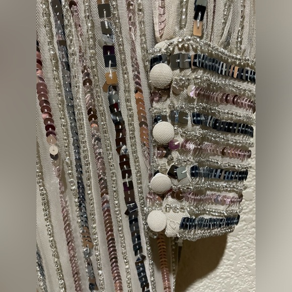 NWT Mac Duggal Asymmetrical One Shoulder Sequin Gown Platinum Size 6 - Picture 9 of 13